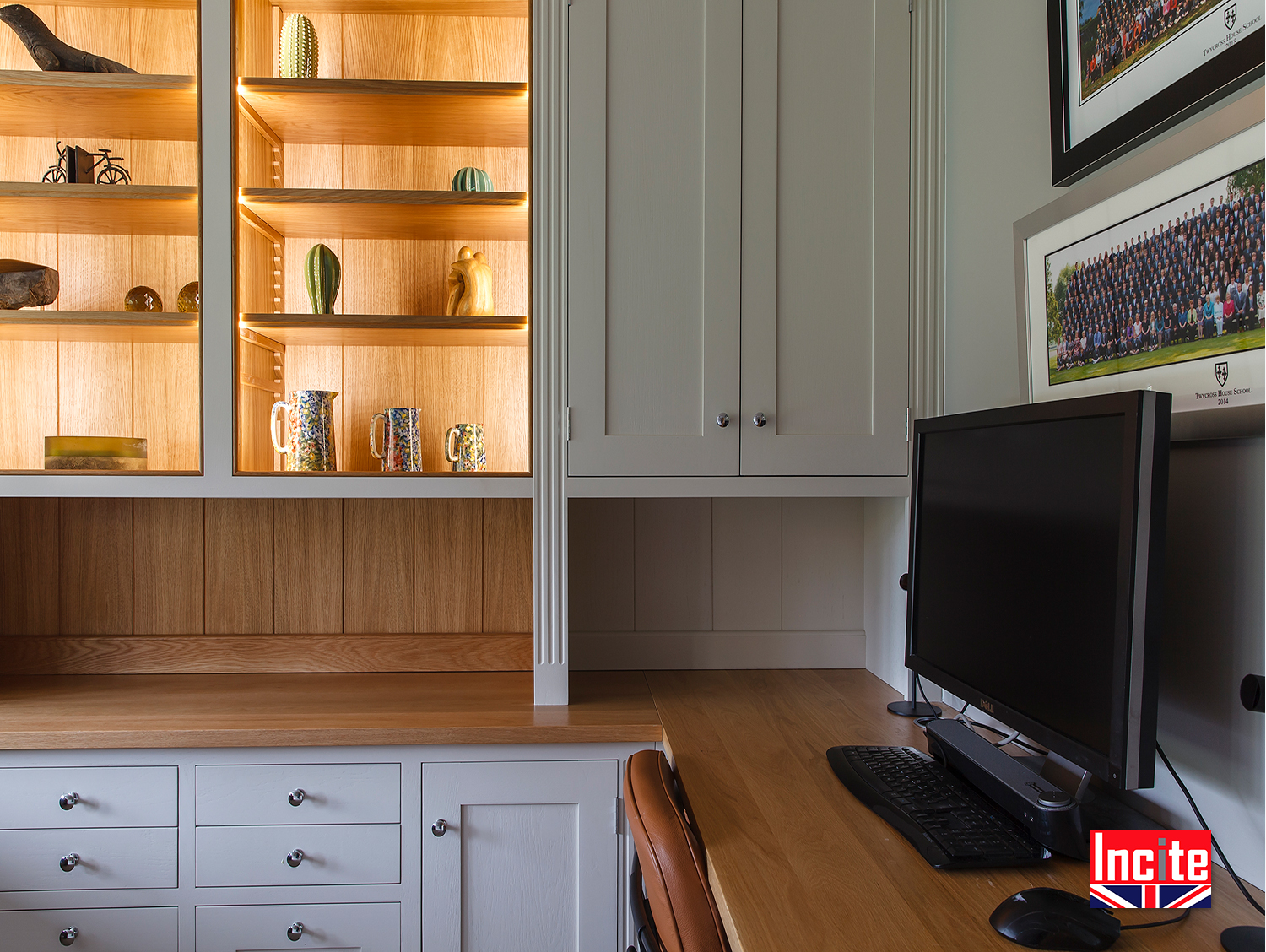 Bespoke Painted Oak Fitted Home Office Furniture Incite Interiors